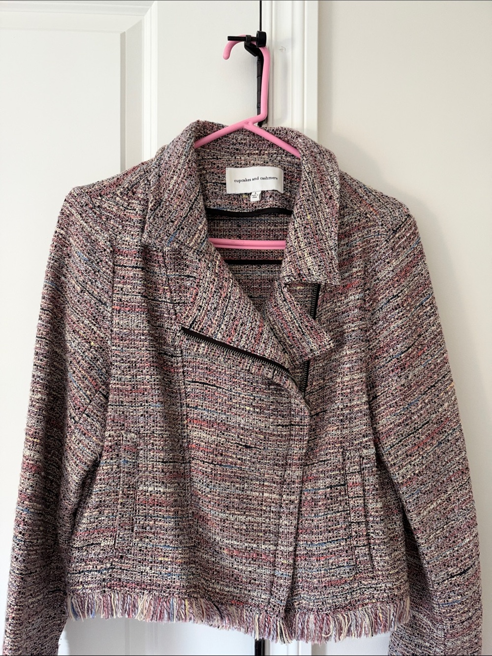 cupcakes & cashmere Pink Multi Tweed Blazer Jacket